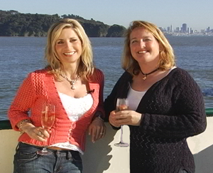 Aprilanne Hurley enjoys Tiburon's good living with Angel Island Tiburon Ferry Captain Maggie McDonogh